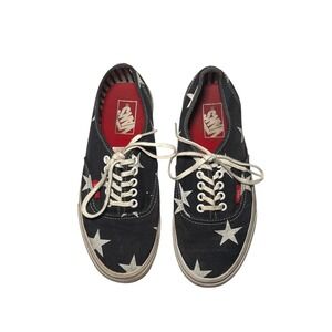 Vans Womens 8 Classic Shoe Star Print Blue Denim Look Holiday Skater Casual